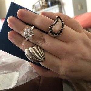 Size 7 moon ring 9.25 silver beautiful setting